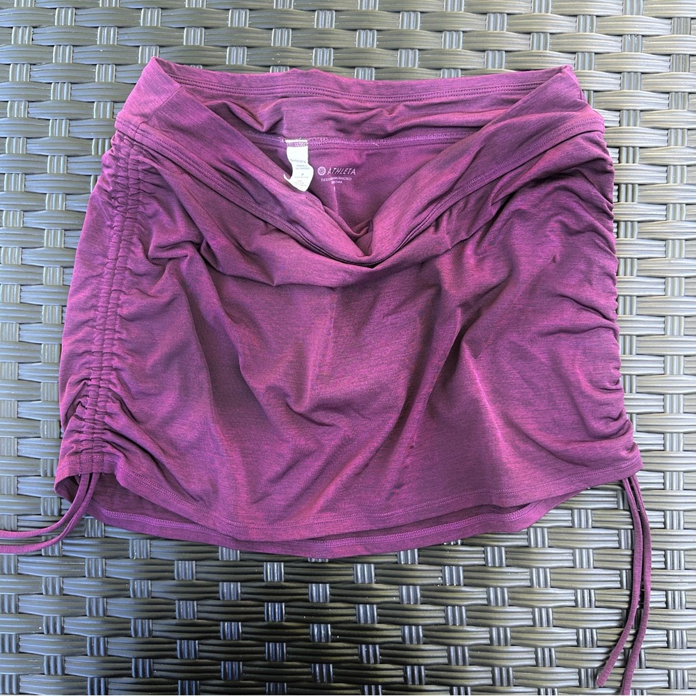 Athleta Berry Ruched Bikini Skirt